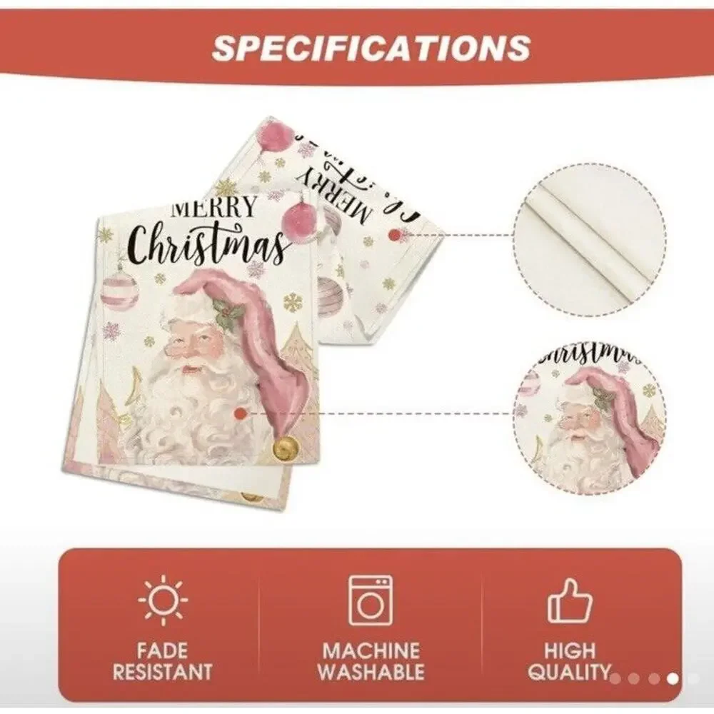 Soft Pink Santa Christmas Table Runner 72